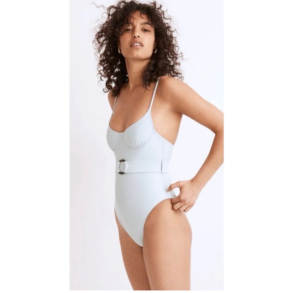 Solid & Striped x Madewell NWT Taylor One Piece Belted Swimsuit Cloud Blue XS